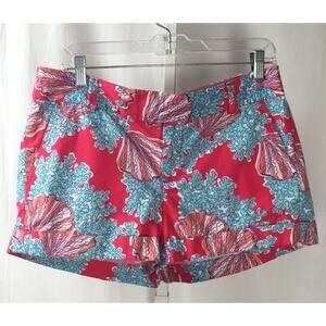 Lilly Pulitzer 100% Cotton Fuchsia Callahan Shorts Coral Sea Shell Shorts sz. 8